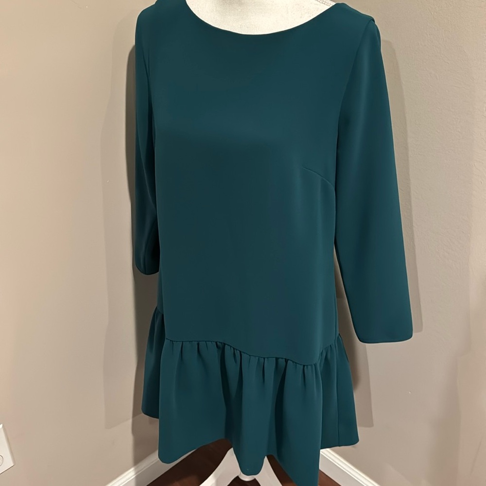 J Crew 3/4 sleeve dress with bottom ruffle